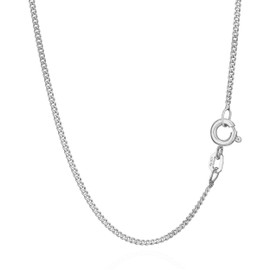 NKlaus Necklaces Curb Chains 925 Sterling Silver Women's Necklace Fine Silver Chain 1.4 mm Wide, Sterling Silver