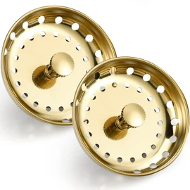 Retisee 2 Pcs Kitchen Sink Stopper Strainer Stainless Steel Drain Strainers for Universal 3-1/2 Inch Kitchen Sink Drain Replacement(Gold)