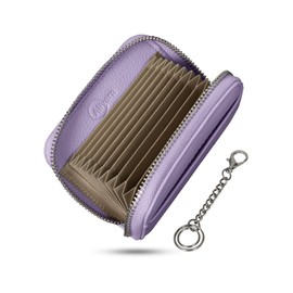 Alivern Women's Card Case, Compact, Large Capacity, Purple, purple