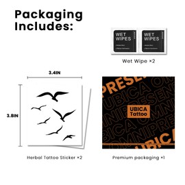 Tattoo Tech, 2 Sheets Small Semi Permanent Tattoo, Lasts 7-15 Days Temporary Tattoos(Small Birds), Waterproof and Non-Reflective, for Summer Beach, for Clavicle, Arm, Abdomen