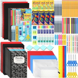Gilprop 352 Pcs School Supply Kit 4 Set Back to School Supplies for Students Essential Bundle Kit Include Pencil Notebook Ruler Glue Scissor Sticky Note Eraser Pencil Sharpener