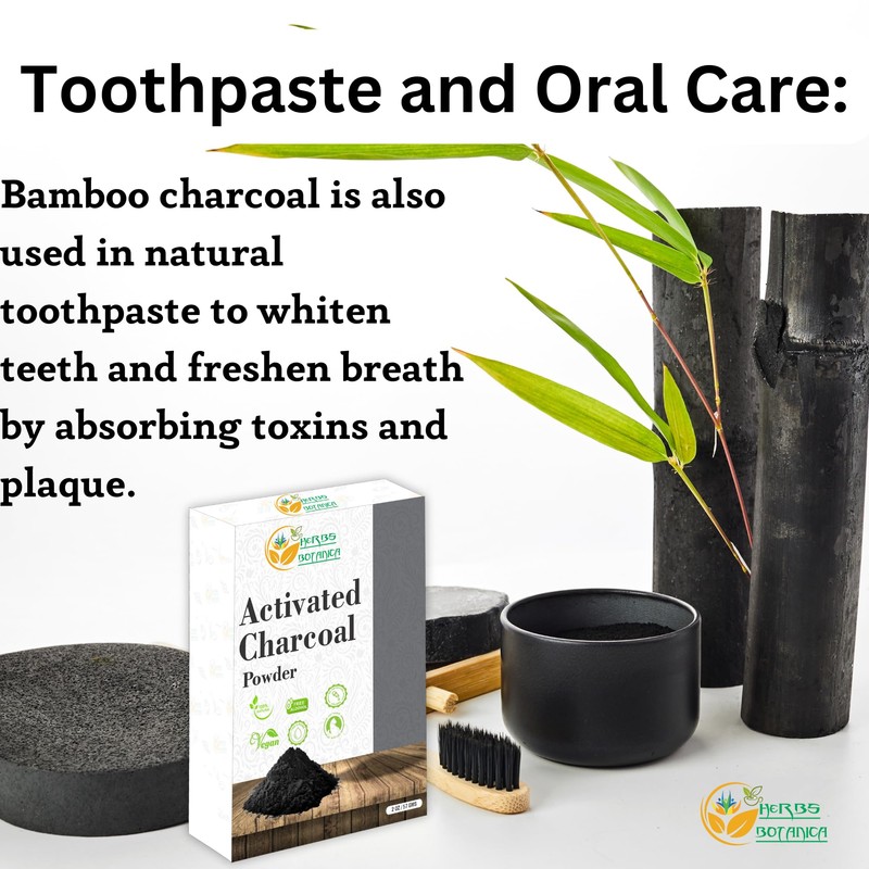 Herbs Botanica Activated Charcoal Powder - Food Grade Bamboo Charcoal