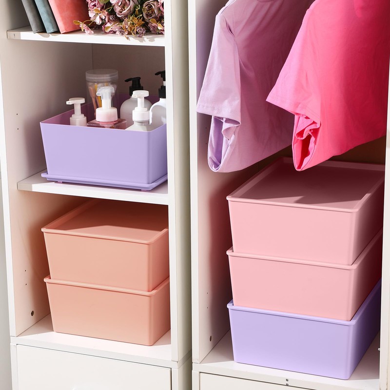 Menkxi 6 Pcs Large Plastic Storage Bins with Lids 14.4