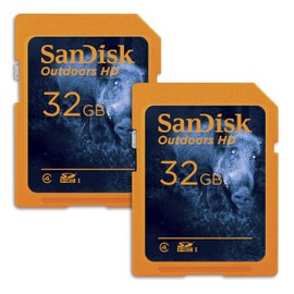 SanDisk 32GB 2-Pack Outdoors HD SDHC UHS-I Memory Card (2x32GB) - Up to 100MB/s, C4, Trail Camera SD Card - SDSDBNN-032G-GN6V2