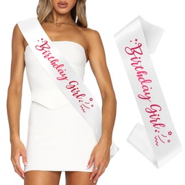 Birthday Sash For Women Birthday Girl Sash For Women Happy Birthday Sash For 18th Birthday Sash 21st Birthday Sash 30th Birthday Sash Birthday Queen Sash Satin White Sash With Pink Foil 16th 40th 50th