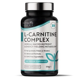 Nutravita L-Carnitine Complex - High Strength Capsules with Added Riboflavin, Biotin, Chromium, Vitamin D, B3 & B6 - Macronutrient & Energy Yielding Metabolism - 150 Vegan Capsules - Made in the UK by Nutravita