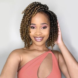 Fulcrum Passion Twist Crochet Hair 8 Inch, 9 Packs Pre Looped Passion Twist Hair, Pre-Twisted Passion Twist Crochet Hair For Black Women (8Inch (Pack of 9), T27#)