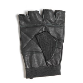 The Bikers Zone Leather and Spandex Fingerless Biking Gloves, Padded Palms weightlifting Gloves (Black, 2X)