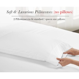 California Design Den Luxury 100% Egyptian Cotton Pillow Cases Queen Size Set of 2, Sateen Weave, Soft, Breathable & Cooling Bright White Pillow Cases Set of 2 for Standard/Queen Size Pillows