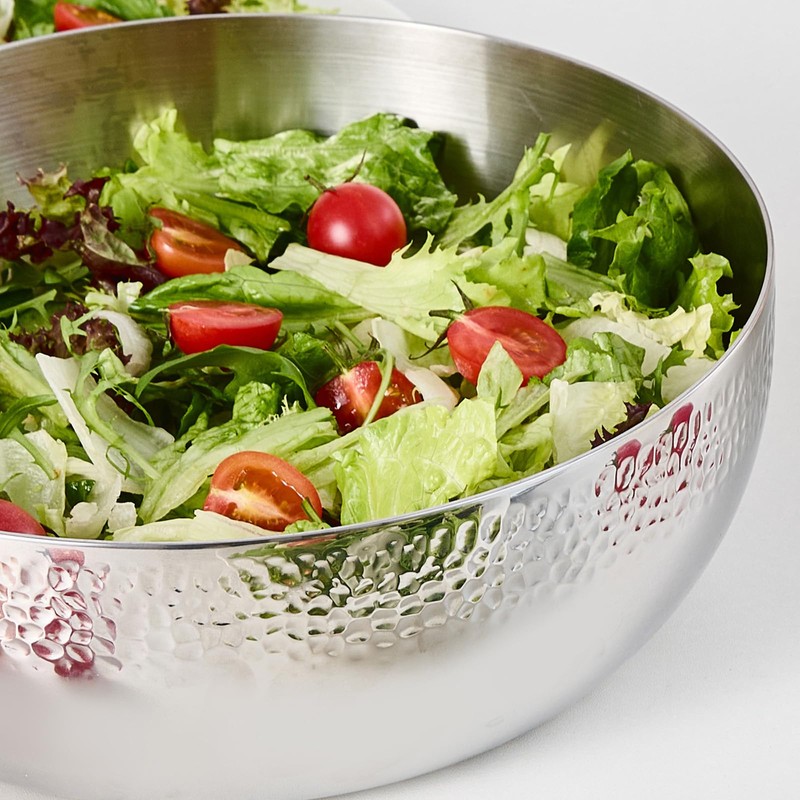 Brightalk 150oz Stainless Steel Hammered Salad Bowl, Large Fruit Popcorn