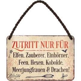 schilderkreis24 Tin Sign Sayings for Women - Gift for Best Friend, Birthday & Housewarming (Access Only for Elves, Wizards, Unicorns)