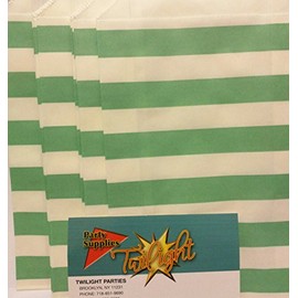 Sailor Stripe MINT GREEN, Food Treat & Favor Paper Bags 12pk 5x7 - Twilight Parties