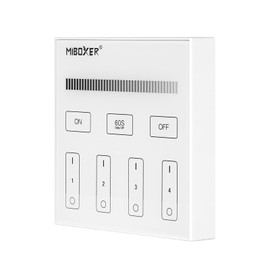 BTF-LIGHTING MiBoxer B1 Wireless 2.4G RF 4 Zones Monochrome LED/Single Color Wall Mounted Smart Panel Remote Powered by 2pcs AAA Batteries 3V Work with Miboxer WL5 FUT036W LS2 Controllers