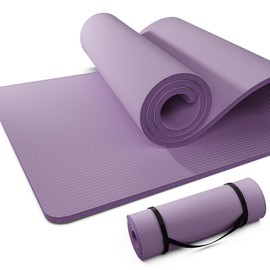 Yoga Mat 1" Thick With Nylon Carry Strap for Men & Women - Non Slip Exercise Mat for Home Yoga, Pilates, Stretching, Floor & Fitness Workouts
