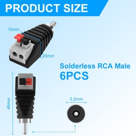 AXFEE 6PCS RCA to Speaker Wire Adapter, RCA-Male to AV 2 Screw Female Adapter, Phono Jack Rca Speaker Wire Connectors, Video Audio Spring Press Type Balun Suitable for CCTV