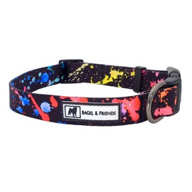 Bagel & Friends Matching Dog Collar & Leash Set XSmall, Small, Medium, Large for boy, Male, Female, Girl Dogs and Puppy (Small, Color Splash)
