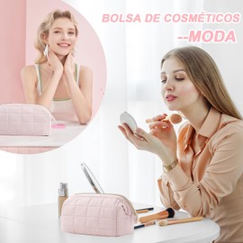 Cosmetiquera Para Maquillaje, Bolsa De Tocador Neceser Portátil Bolsa De Maquillaje Grande, Cosmetiquera De Viaje, Bolsa De Lavado Impermeable Por Viaje Portátil, Rosa
