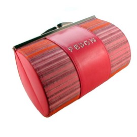 Georgio Fedon Hard-Shell Evening Bag in Pink With Crystal Logo & Easy Open Magnetic Clasp