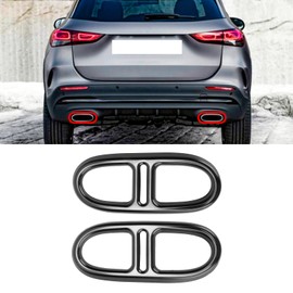 For GLA H247 4WD 2020-2021, 2 pieces, stainless steel trim of the rear exhaust pipe cover, car exhaust pipe, rear throat frame (light black)
