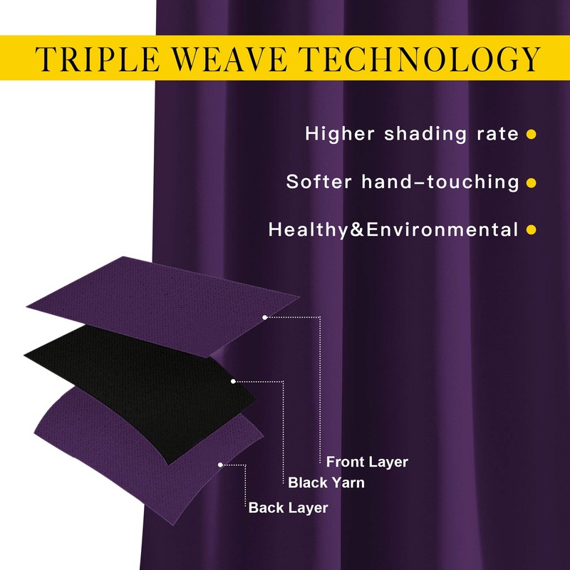 NICETOWN Blackout Curtains Drapery Panels - Window Treatment Royal Purple