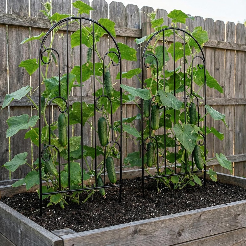 SCENDOR 2 Pack Arched Metal Garden Trellis for Climbing Plants