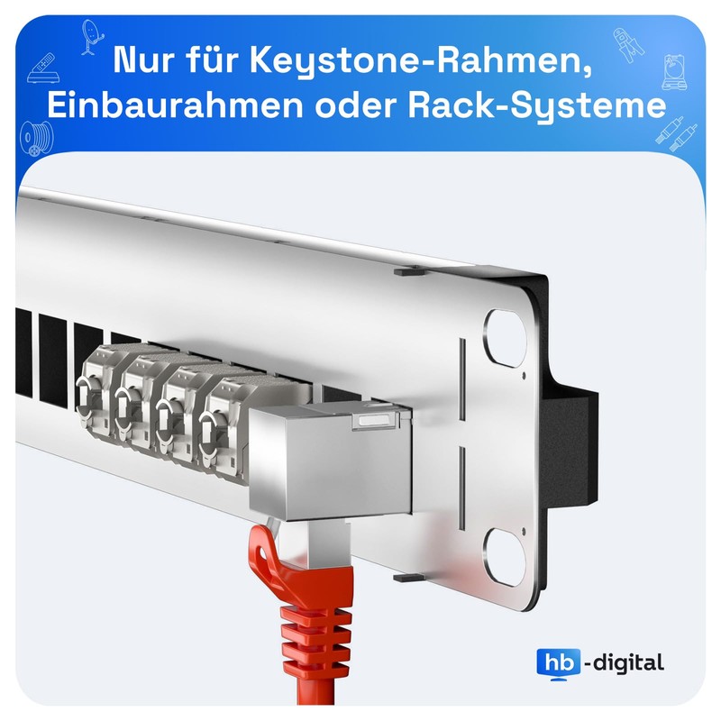 HB-DIGITAL RJ45 Keystone Cat.7 Angle Connector Adapter 90° Angled CAT7