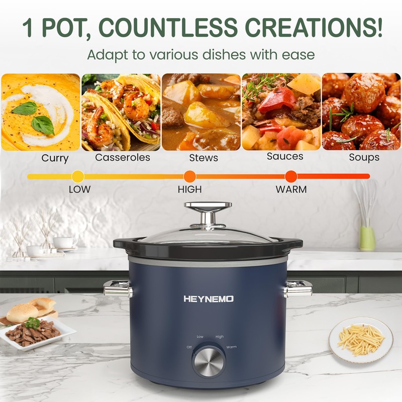 2 QT Small Slow Cooker, 3 Adjustable Temp, Upgraded Ceramic