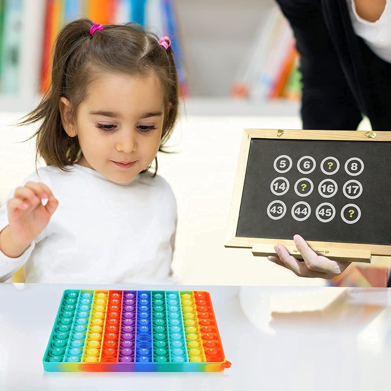 DK-SIMINA Large P0pp with Numbers, Rainbow Square Dimples Fidgett Ttoy