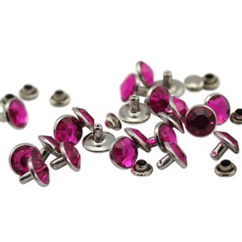 Allstarco - Remaches de Diamantes de imitación de acrílico Rosa Fucsia H108 de 11 mm para Prendas de Piel, Costura y Manualidades, fabricación de Joyas a Granel, 100 Piezas