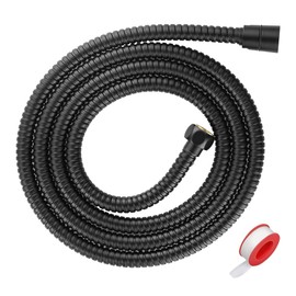Extra Long Shower Hose - Stainless Steel Attachment for Handheld Shower Head, All Metal Kink-Free Extension with Brass Insert and Nut (79", Black)