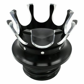 Motorcycle King Crown Gas Cap Fuel Tank Cover Right-hand Thread Reservoir Oil Cap Aluminum for Harley Sportster XL 1200 883 48 Road King Softail Dyna Touring (Black White)