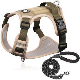 MESVIER Arnés para Perro Chico Mediano Grande con Correa 1.5m, Pechera para Perro Ajustable Reflectante Transpirable, Arneses para Perros Sin Tirones para Caminar Viajar Entrenar Perros Accesorios