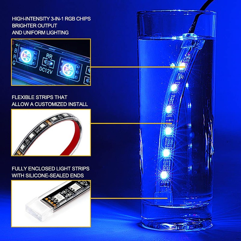 Xprite Motorcycle LED Underglow Kit, Bluetooth with Wireless Remote Control