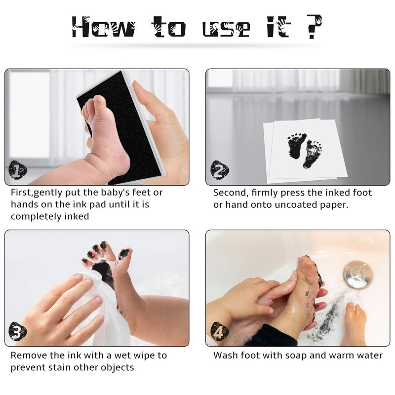 Ink Pad, 5x4'' Washable Non-Toxic Ink Stamp Pad for Baby