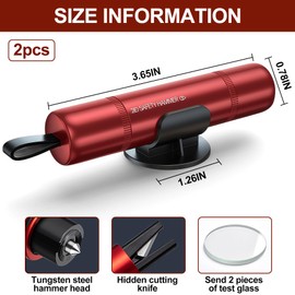 Pack of 2 Car Safety Hammer, 2-in-1 Seat Belt Cutter, Emergency Hammer, Belt Cutter, Portable Glass Breaker and Seat Belt Cutter, Window Breaker for Emergency Rescue Emergency Car Tool