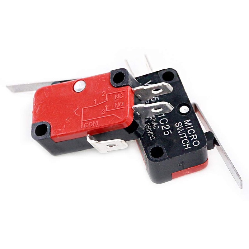 Swpeet 10Pcs V-152-1C25 Micro Limit Switch Long Hinge Roller Momentary