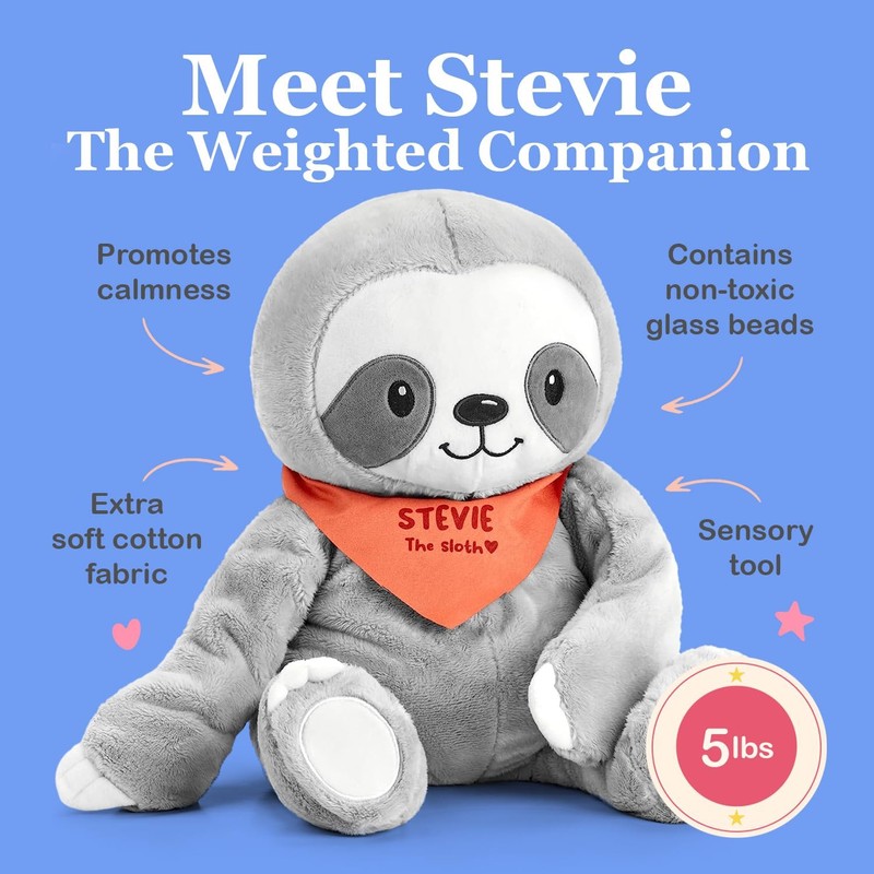 Weighted Anxiety Comfort Animal – 5 lb Grey Sloth Calming