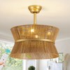 Boho Fandelier Ceiling Fan with Light and Remote Rattan Chandelier