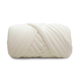 Velvet Chunky Yarn Bulky Giant Arm Knitting Yarn, Super Soft Jumbo Tube Weight, Fluffy DIY Crochet Hand Making Washable for Blanket, Pet Bed, Rugs Pillow (2.2lb-Milk White)