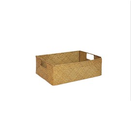 Handmade Seaweed Storage Basket Woven Storage Box with Handle for Home Kitchen Office