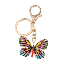 Baluue 1pc Butterfly Keychain Pendant for Women Unique Rhinestone Bag Charm Fashionable Key Ring Accessory Yellow for Handbags Car Keys