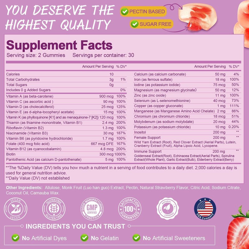 Totaria Totaria Multivitamin Filled Gummies for Women Lemon Flavor &