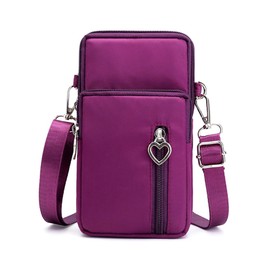 VINAIDA Small Crossbody Purses for Women,Mini Cell Phone Travel Purses with Crossbody Strap and Wallet,Nylon Lightweight Arm Bag Plus Size Crossover Long Shoulder Strap Dark Purple