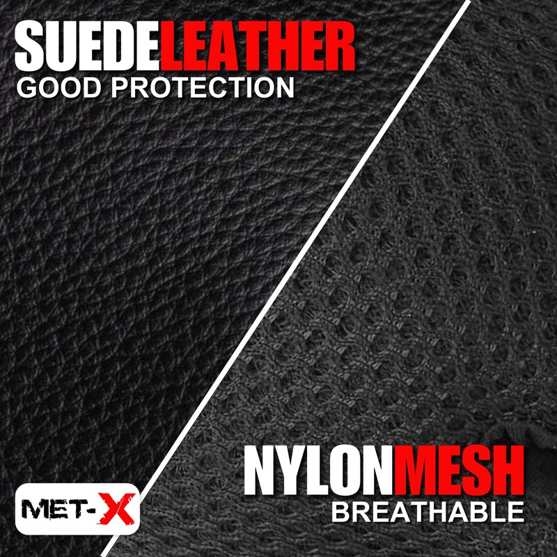 Met-X Suede Leather Microfibre Fabric Gym Training Gloves Extra Large,