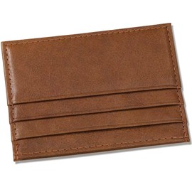 M-Plateau Credit Card Wallet, Super Slim Card Holder, Genuine Leather Wallet for Man and Women with 6 Card Slots and 1 Pocket (Tan)