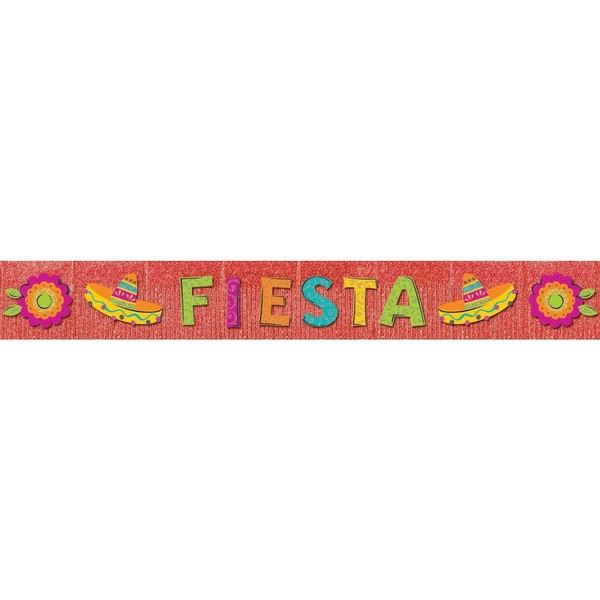 Cinco de Mayo Fiesta Party Giant Glitter "Fiesta" Fringe Banner Decoration, , 70" x 9",