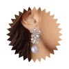 Cybche Boho Crystal Flower Dangle Earrings Silver Pearl Drop Earrings
