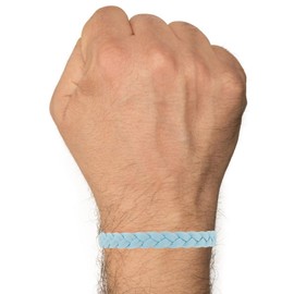 LES POULETTES BIJOUX - Mixed Bracelet Blue Sky Goat Leather Braid 7mm - Size 19 cm
