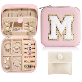 YZZAEEBO Jewelry Case Jewelry Box Jewelry Holder Organizer, Travel Jewelry Case Ring Necklace Earring Jewelry Holder Organizer Box with Mirror Birthday Gifts for Women Mom (Pink M)