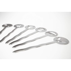 Feinwerk CurlyB burger skewers, 6 pieces, stainless steel, dishwasher safe, special wave shape for better grip, hamburger skewers, burger skewer